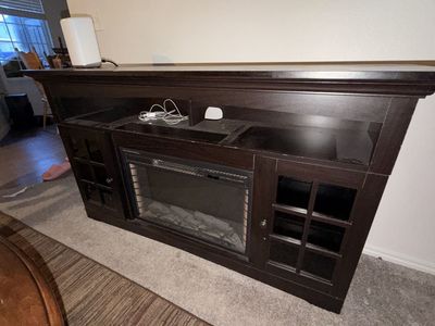 Dark Brown Electric Fireplace TV Stand Media Console