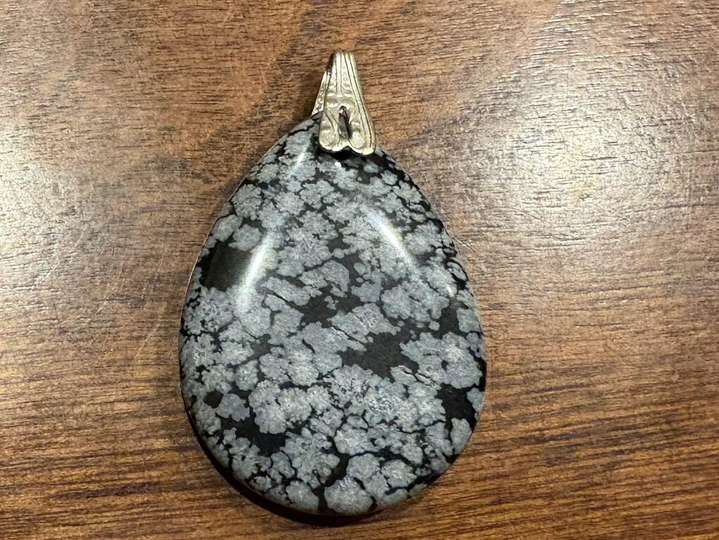 Large Snowflake Obsidian Pendant