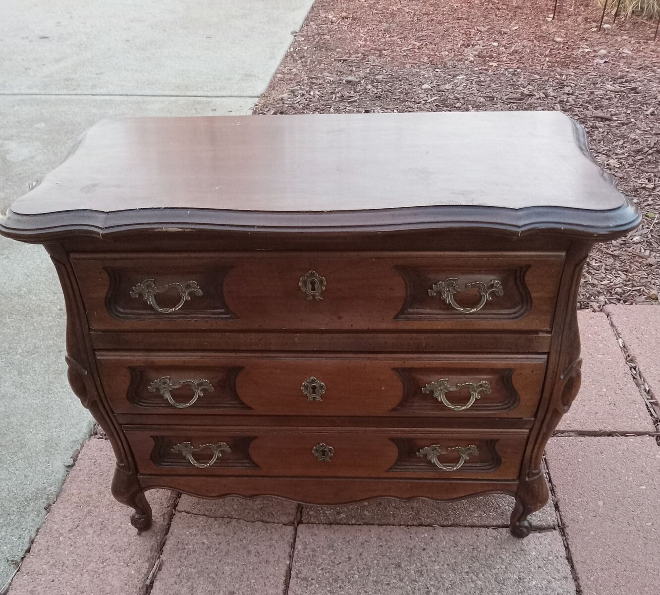 BRANDT Mahogany and Oak Wooden Three Drawer Chest / Nightstand