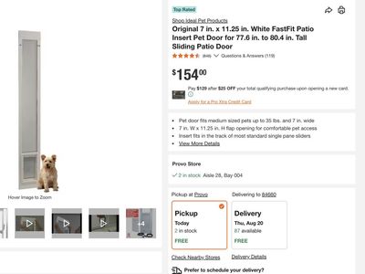 Pet Door for Sliding Glass Door by Ideal Pet Products 7' x 11.25" Pet door flap. Not new