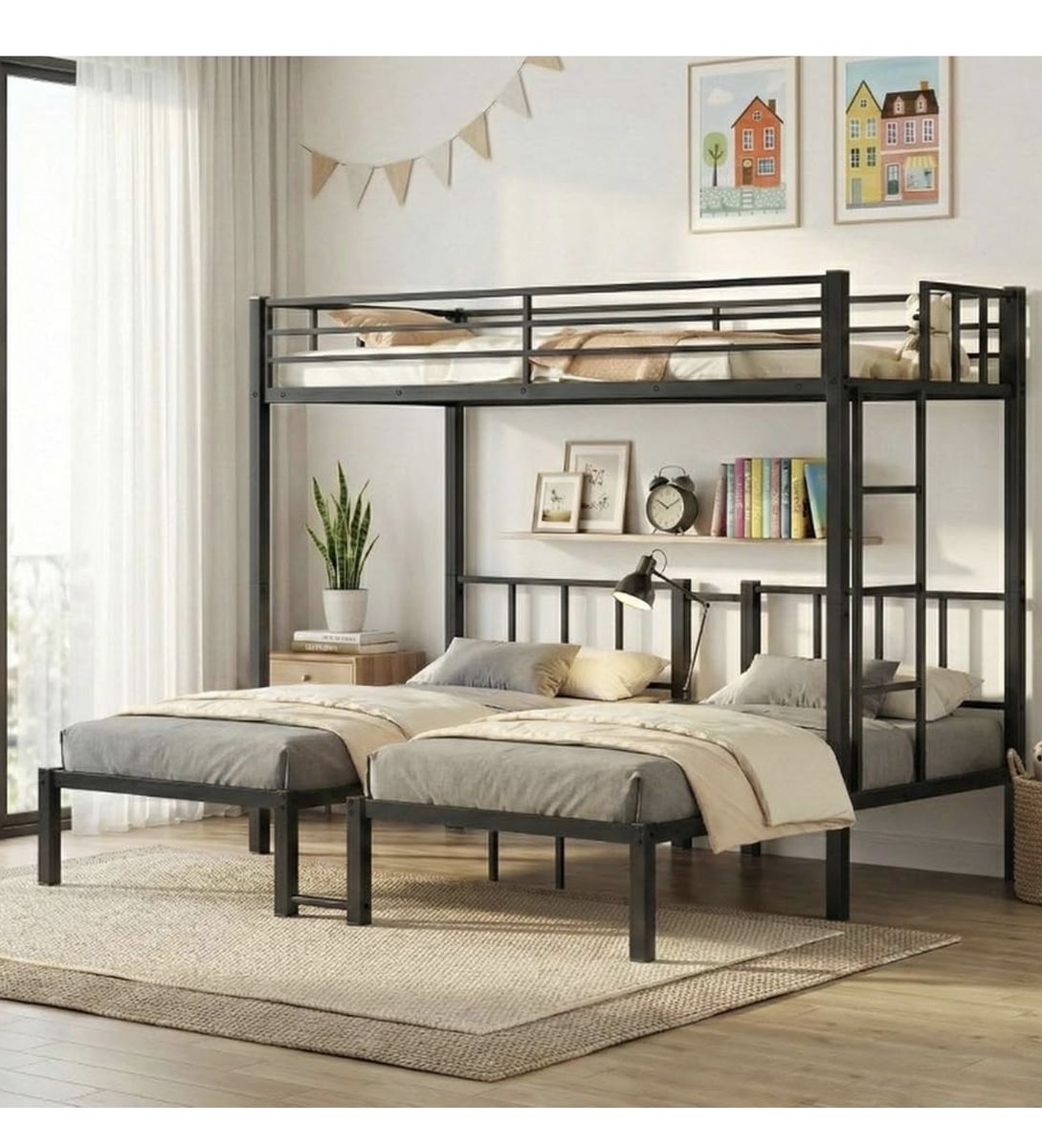 Heavy Duty Triple Bunk Bed for Kids, Twin Over Twin Over Twin Bunk Bed