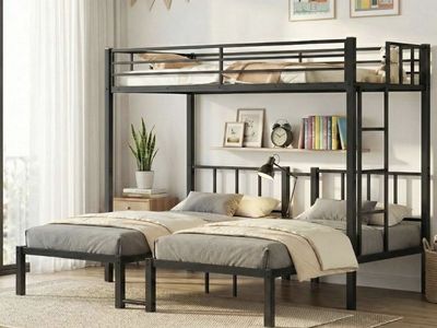 Heavy Duty Triple Bunk Bed for Kids, Twin Over Twin Over Twin Bunk Bed