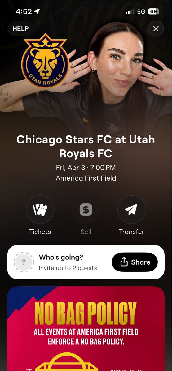 Utah Royals Vs Chicago 2 Tickets