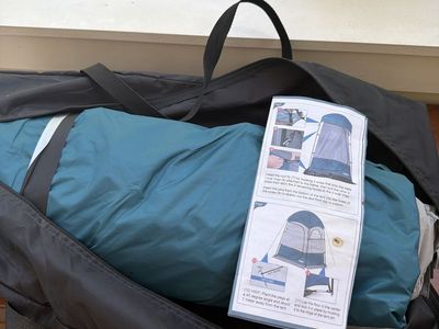 UNP Portable Shower Tent Blue/Grey Pop-Up Changing Room Camping Privacy Shelter