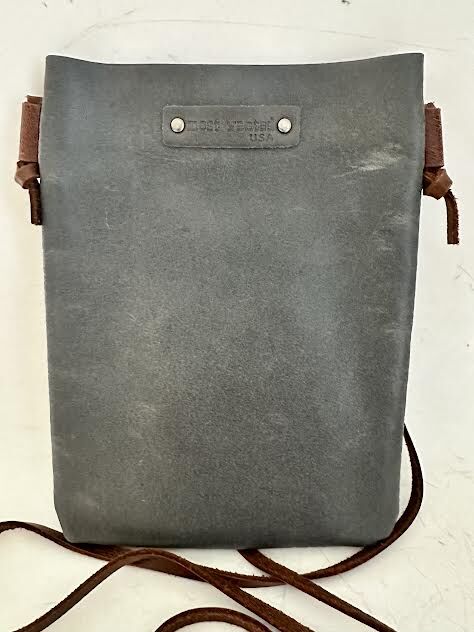 Most Wanted USA Grey Leather Crossbody Purse