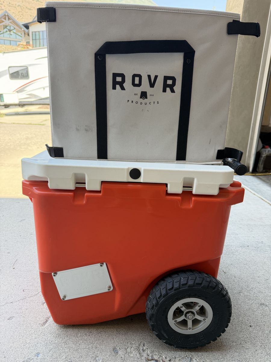 RoVR 45qt RollR Cooler with Wagon Bin Attachment - Orange/White