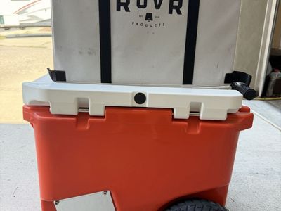 RoVR 45qt RollR Cooler with Wagon Bin Attachment - Orange/White