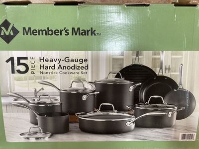 15 Piece Pot and Pan set (heavy-gauge hard anodized nonstick cookware set) - Brand New