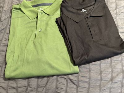 Real Essentials Men's 2XL Short Sleeve Polo Shirt - Green & Black Performance Tops, 2-Pack