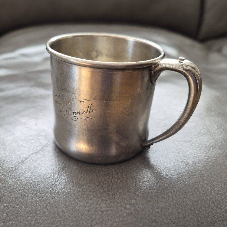 Vintage Silverplate Baby Cup Engraved Claudia Annette Community Plate 00300