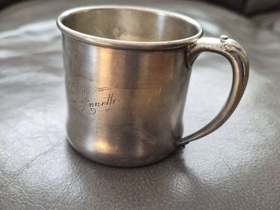 Vintage Silverplate Baby Cup Engraved Claudia Annette Community Plate 00300