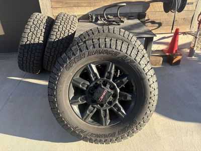Chevy GMC 3500 2500 Wheels with LT295/65 R 20 tires. 8 x 180 wheels.