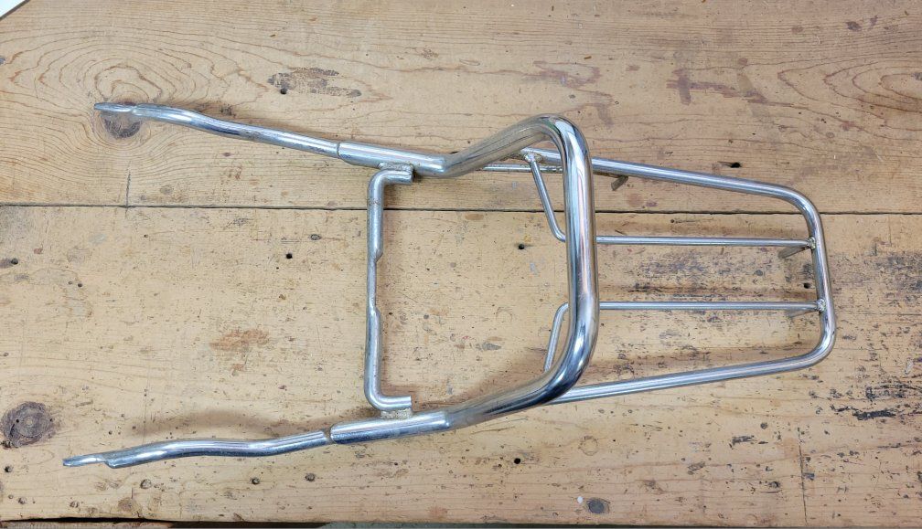 Vintage Chrome Motorcycle Rear Luggage Rack / Sissy Bar Combo