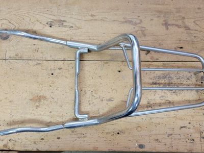 Vintage Chrome Motorcycle Rear Luggage Rack / Sissy Bar Combo