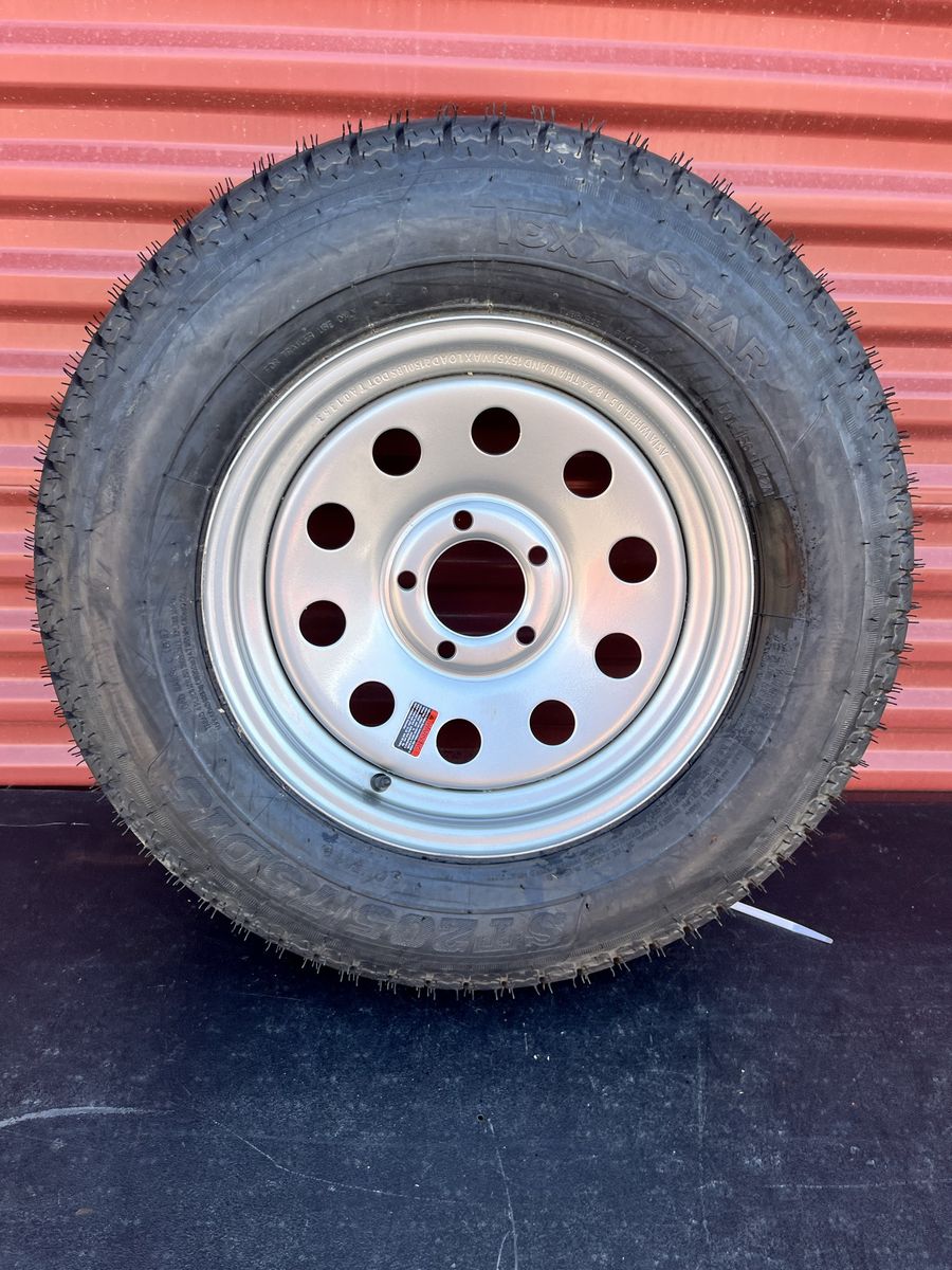 New TexStar 205/75 D 15 Trailer Tire with Rim