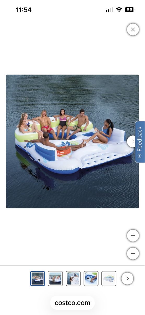 Coolers Large Inflatable Floating Island Lounge with Built-in Cooler, Seats 6+ People for Lake/Pool