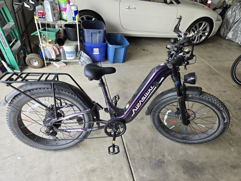 Apias EBike M1 Pro Purple Electric Fat Tire Bike with Rear Rack