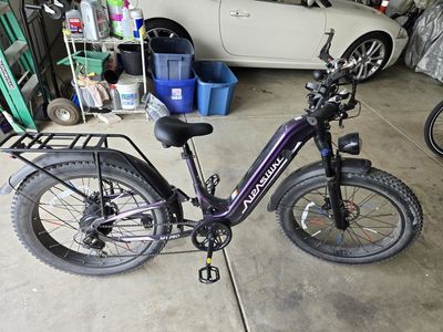 Apias EBike M1 Pro Purple Electric Fat Tire Bike with Rear Rack
