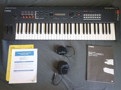 Yamaha MX61 Music Synthesizer Keyboard with 61 keys and accessories