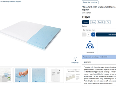 Malouf 2.5 Inch Queen Gel Memory Foam Mattress Topper
