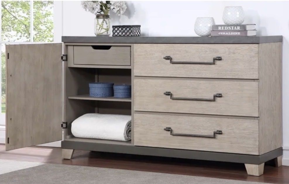 weathered oak finish dresser