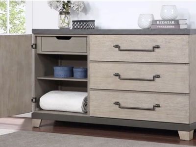 weathered oak finish dresser