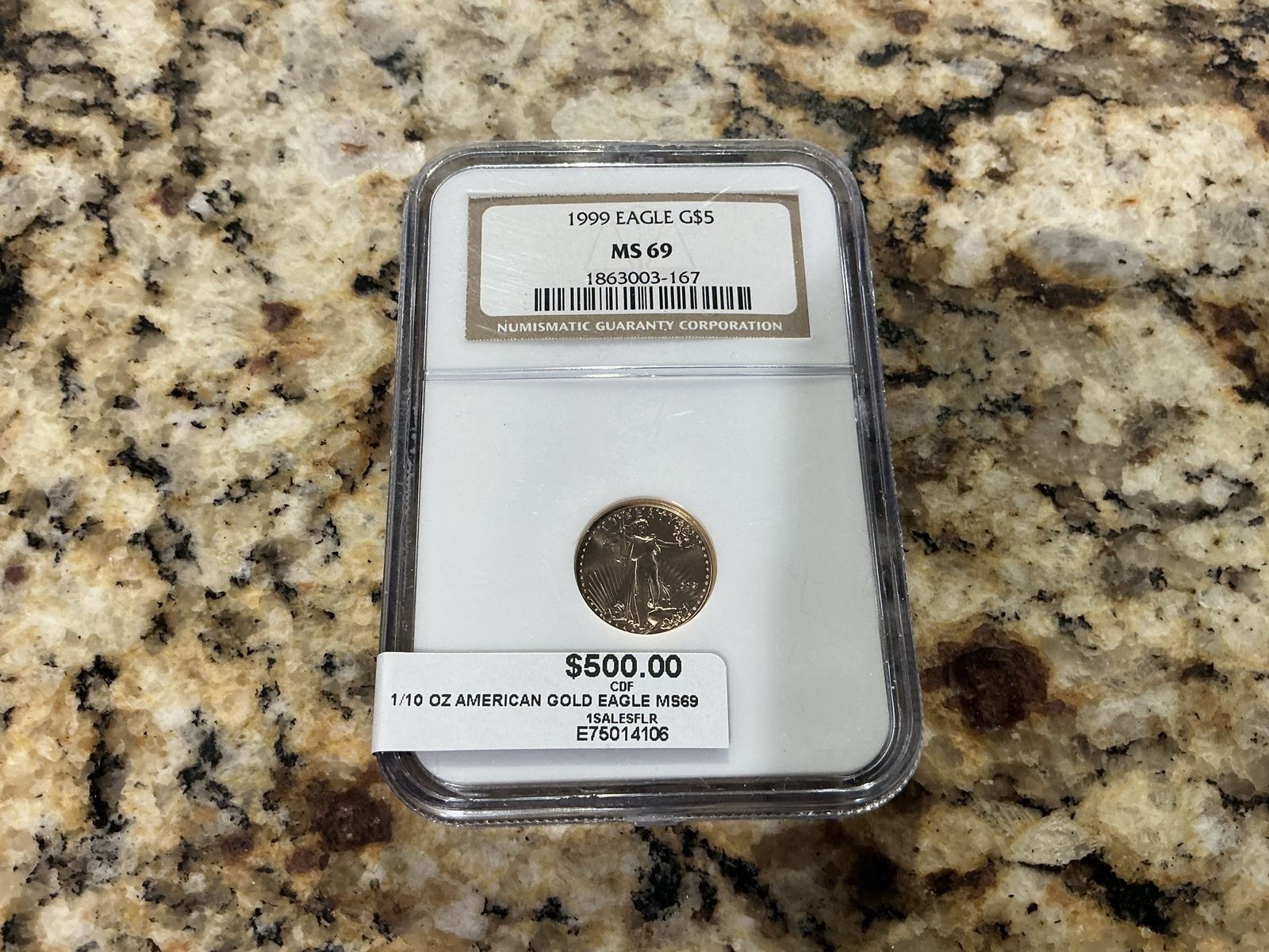 1999 1/10 oz $5 American Gold Eagle Coin NGC MS 69 Graded E7504106