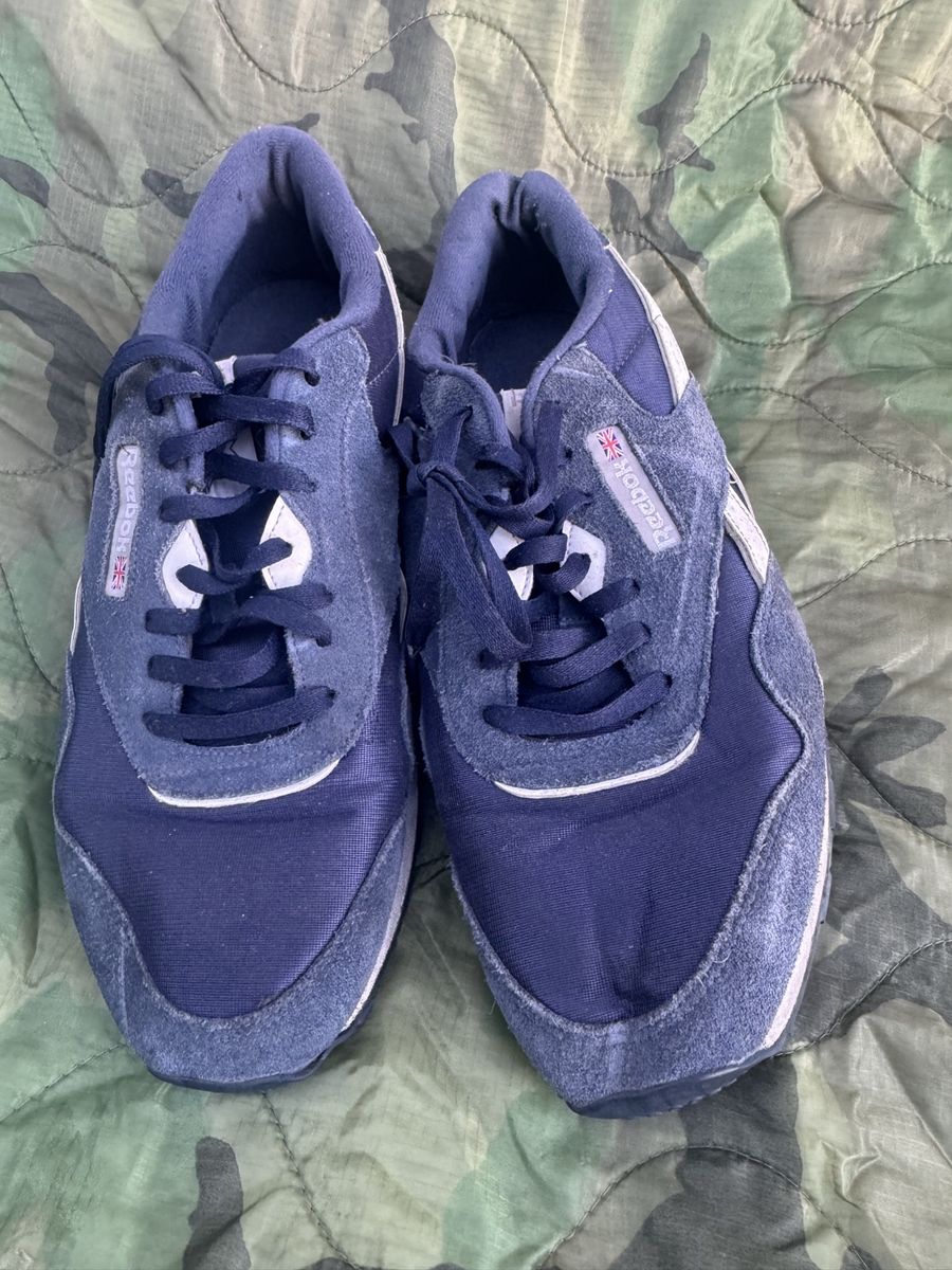 Reebok Classic Leather Sneakers - Navy/White, Mens 13