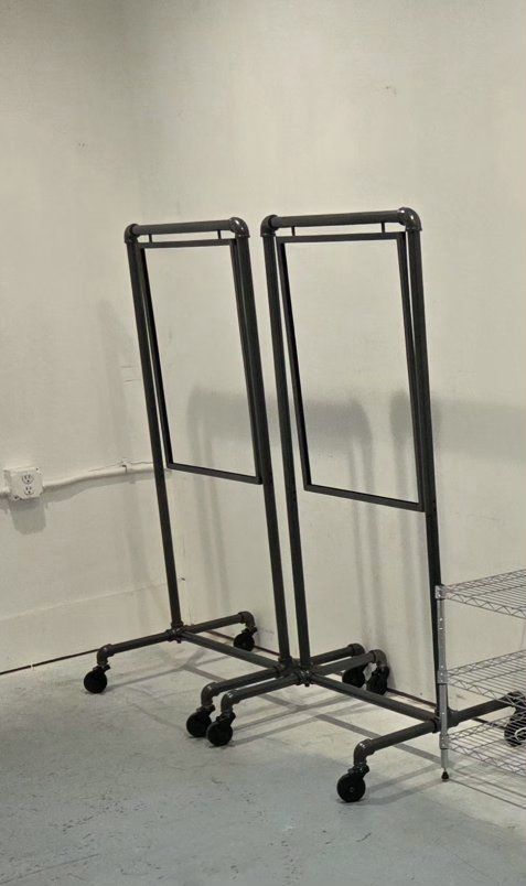 Industrial Pipe Sign Holders with Wheels (Set of 2)