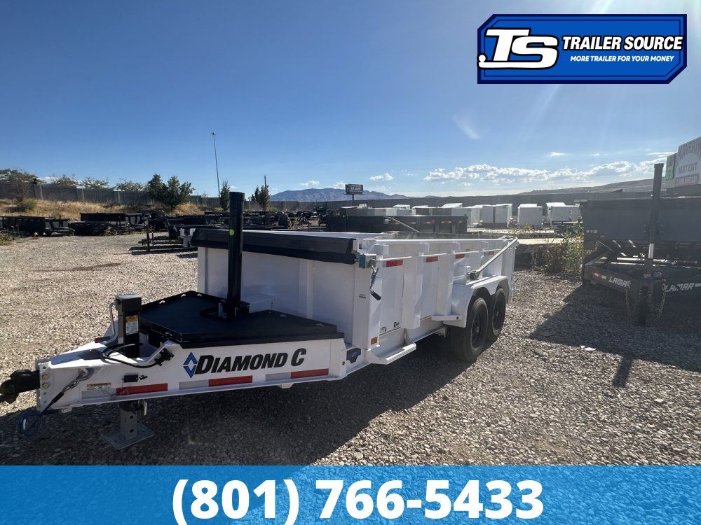 7x14 Diamond C LPT 207 Dump Trailer - 32" Sides - 15.5K GVWR - 14 Ply Tires, Long Arm Tarp