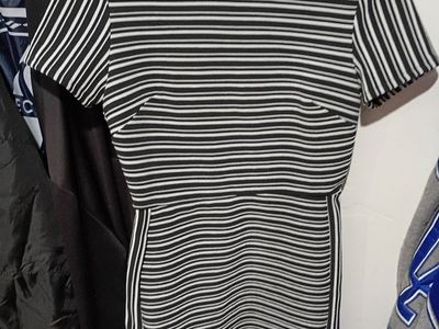 Crystal Doll Black & White Striped Cutout Bodycon Dress - Size 5