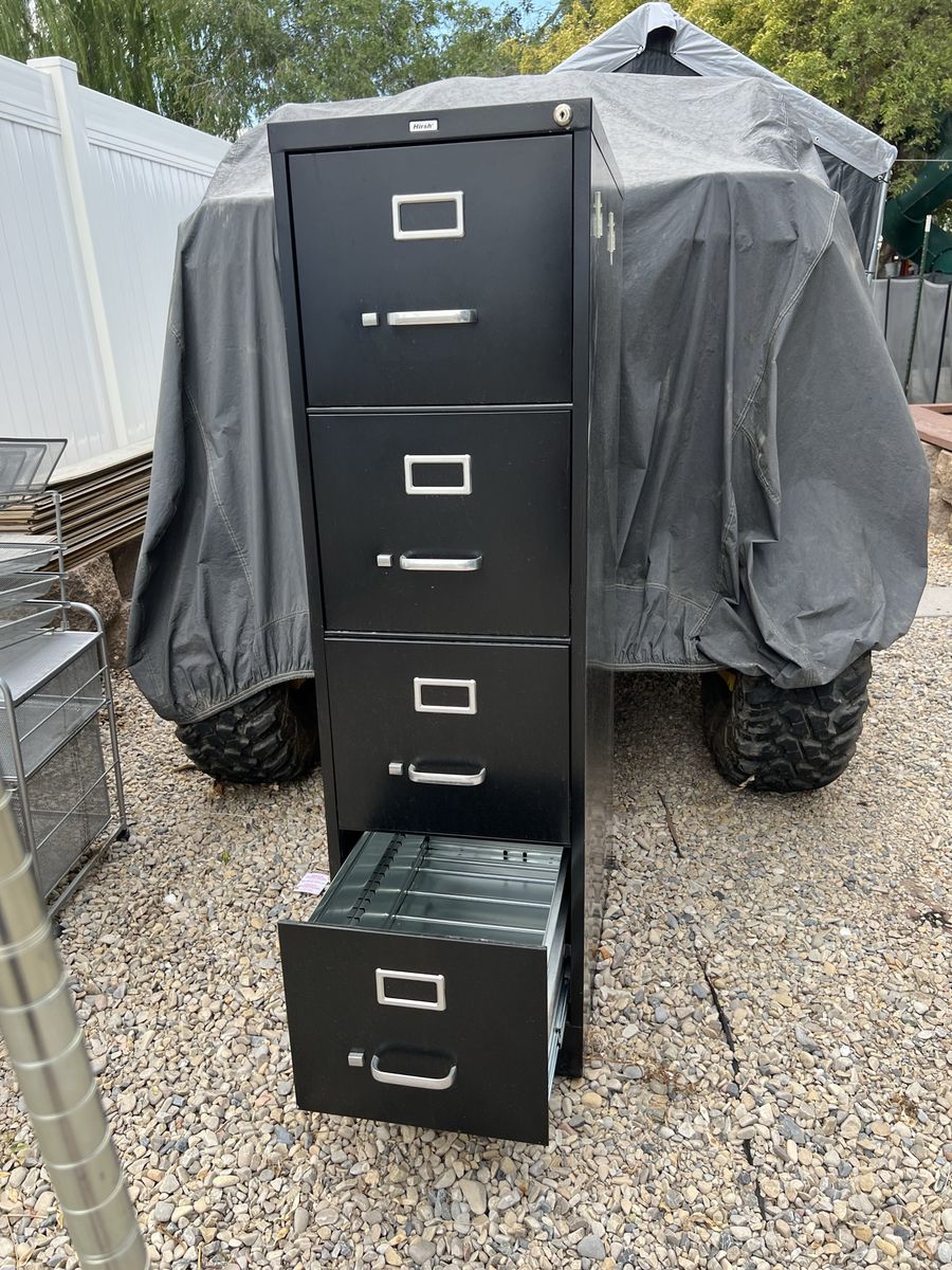 NO KEY  Black 4-Drawer Vertical Filing Cabinet - m