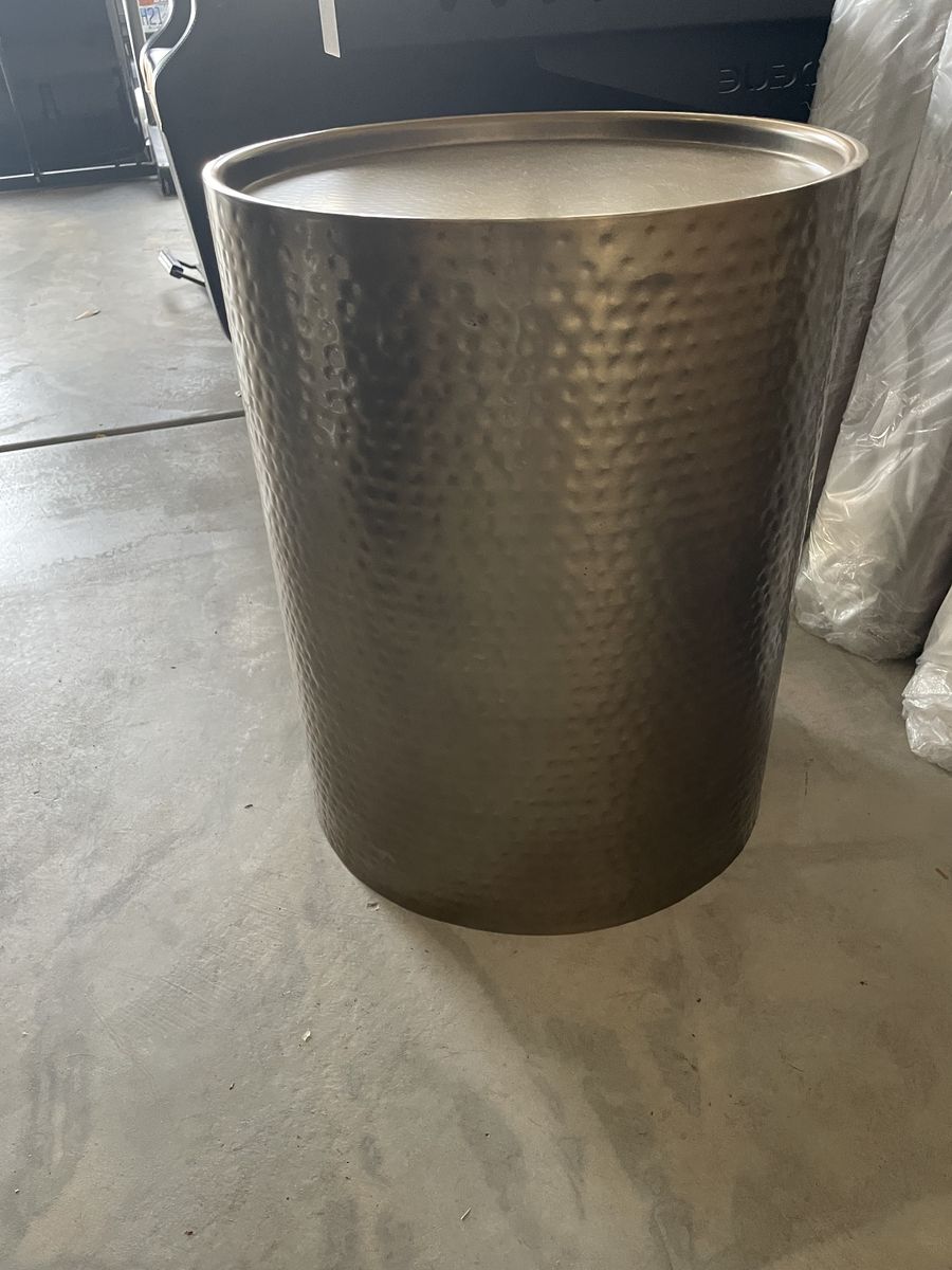 Manila Cylinder Drum Side Table Gold - Threshold