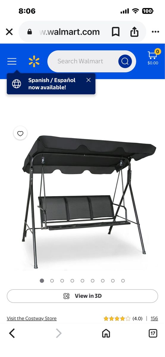 3 person outdoor swing,similar to picture but not exact