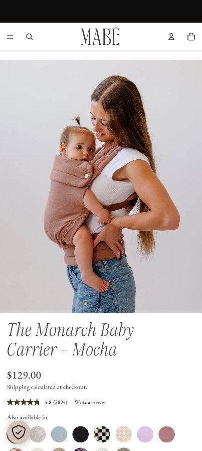 MABE Monarch Baby Carrier - Mocha, Ergonomic Soft-Structured Carrier