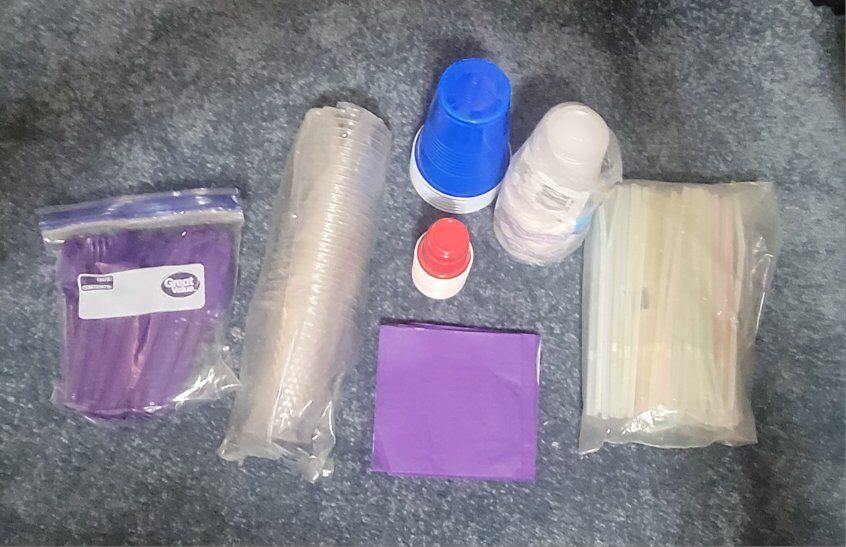 Miscellaneous cups, straws, napkins, utensils