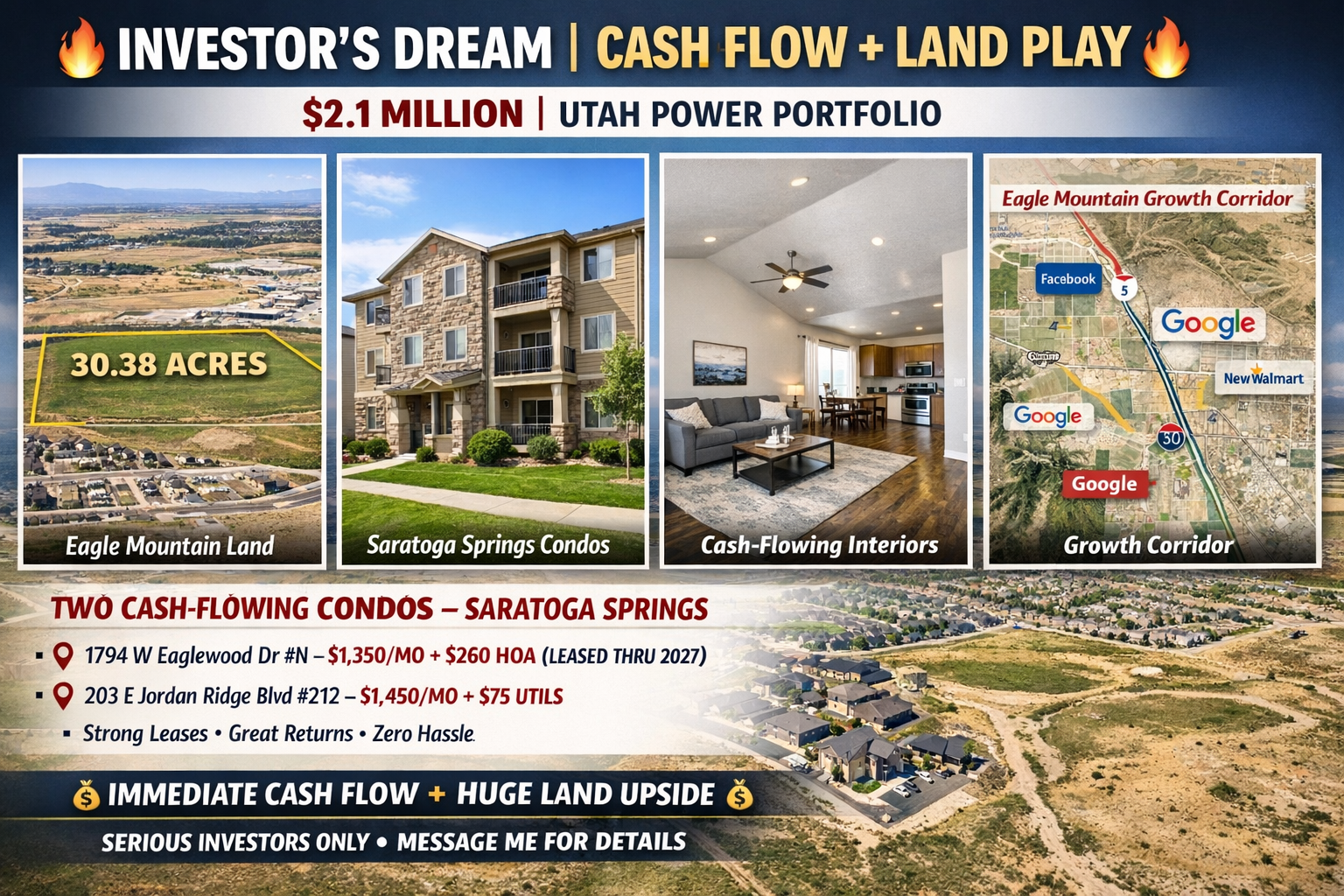 INVESTOR’S DREAM | CASH FLOW + LAND PLAY $2.1 MILLION | UTAH POWER PORTFOLIO