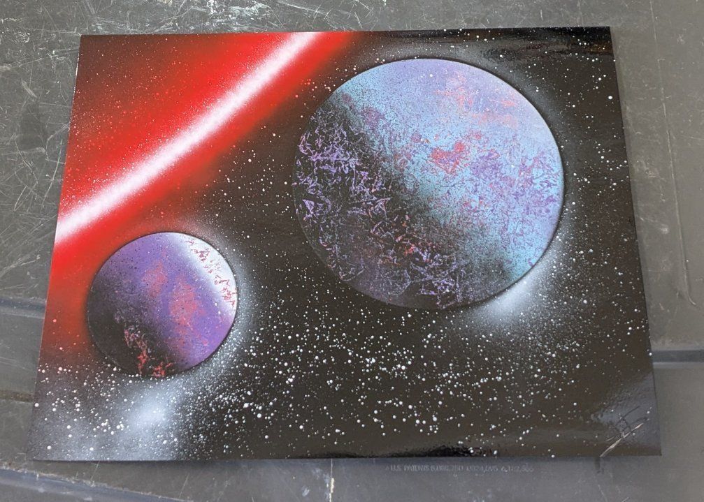 Spray-Painted Space Themed Artwork poster