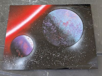 Spray-Painted Space Themed Artwork poster