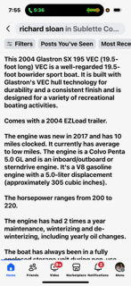 2004 glasstron recreational boat with new motor