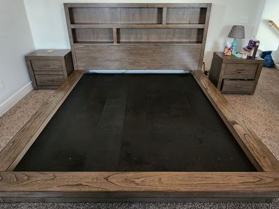 King size bed frame with headboard storage and USB charging ports