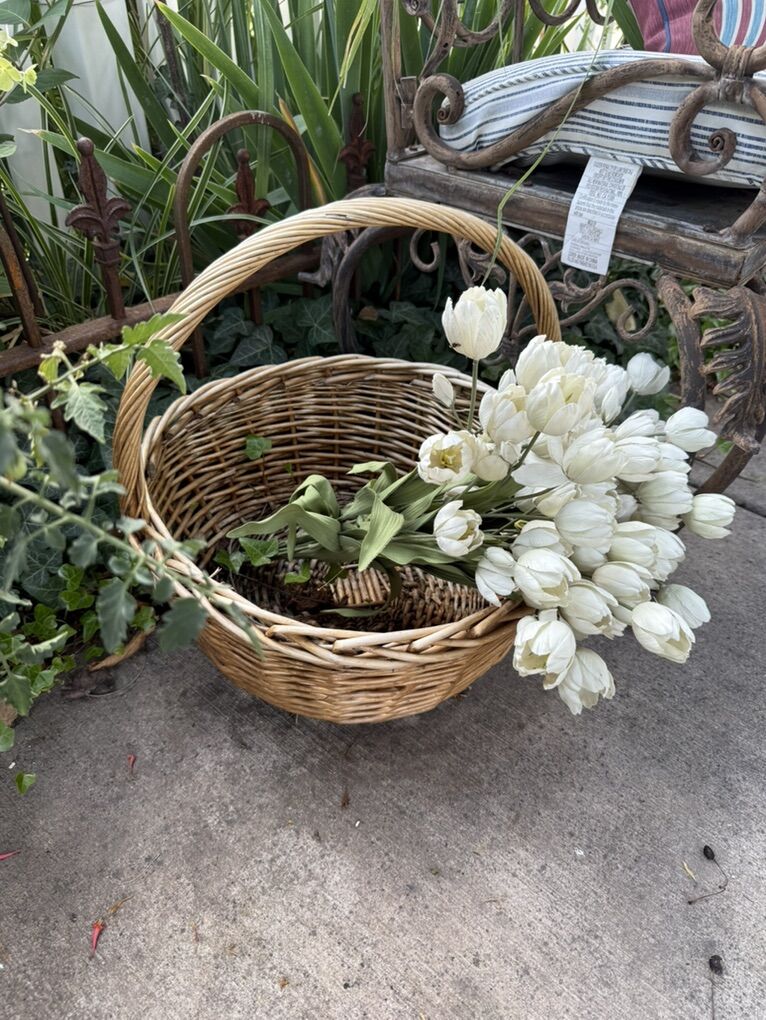 Large Basket With Tulips