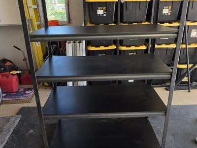 Heavy-Duty Black Metal & Wood 5-Tier Industrial Shelving Unit, Storage Rack