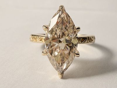Champagne color Marquise Cut Lab Grown Diamond Ring