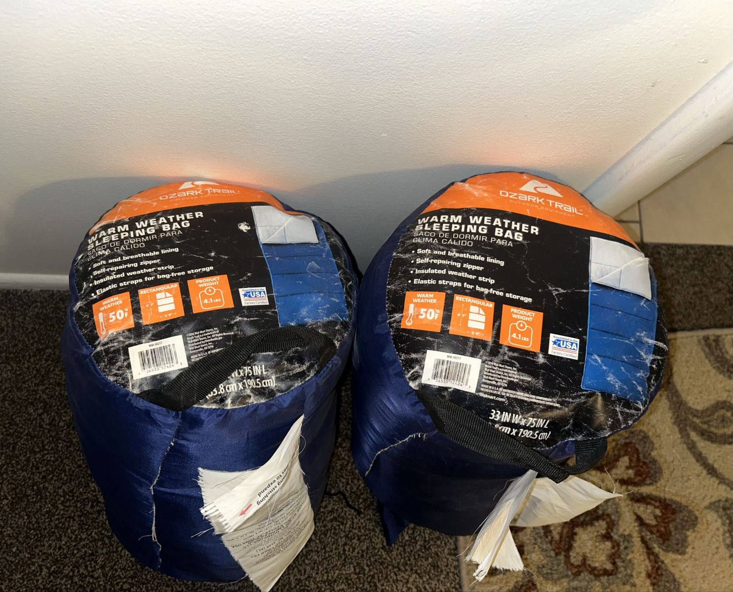 2 Lightweight Warm Weather Sleeping Bags in Drawstring Bags with Carrying Handles Included $5 for Both