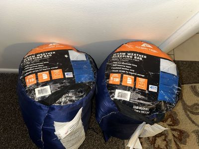 2 Lightweight Warm Weather Sleeping Bags in Drawstring Bags with Carrying Handles Included $5 for Both