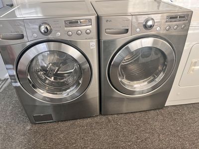 LG stainless washer and dryer set with steam opt