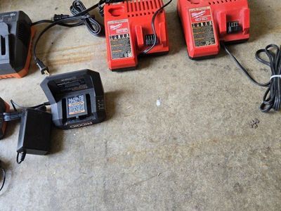 Milwaukee M12/M18 & Ridgid 18V Lithium-Ion Power Tool Battery Chargers (Lot of 5)