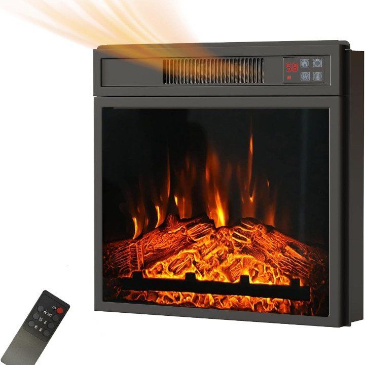 18" Electric Fireplace Insert, Recessed Fireplace