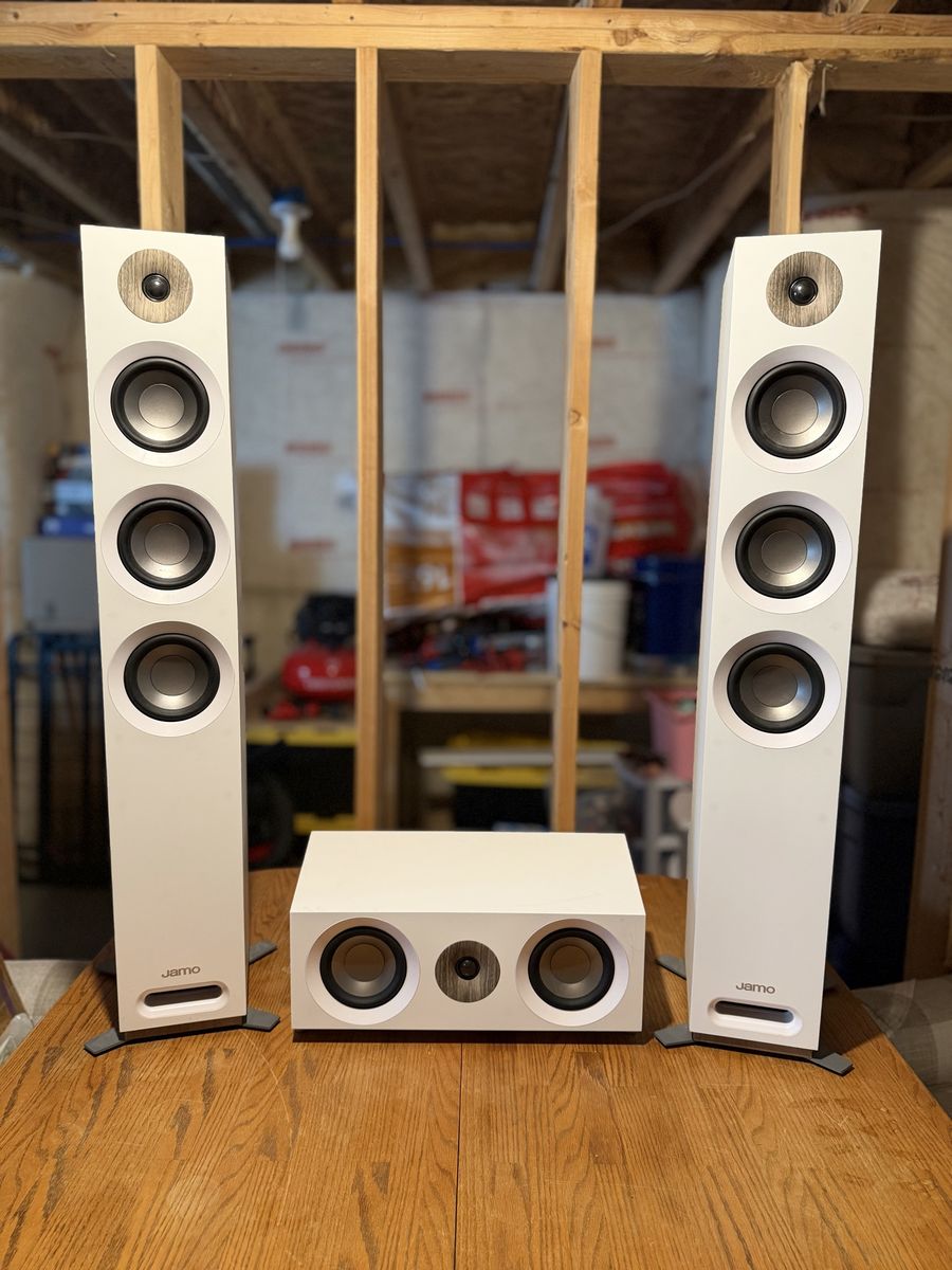  Jamo S 809 White Tower Speaker Pair and S 83 Center Channel Speaker